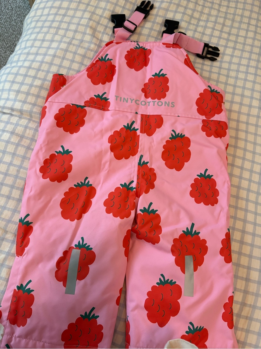 Kids Pink Raspberry-Print Snow Overalls - Picture 4 of 4
